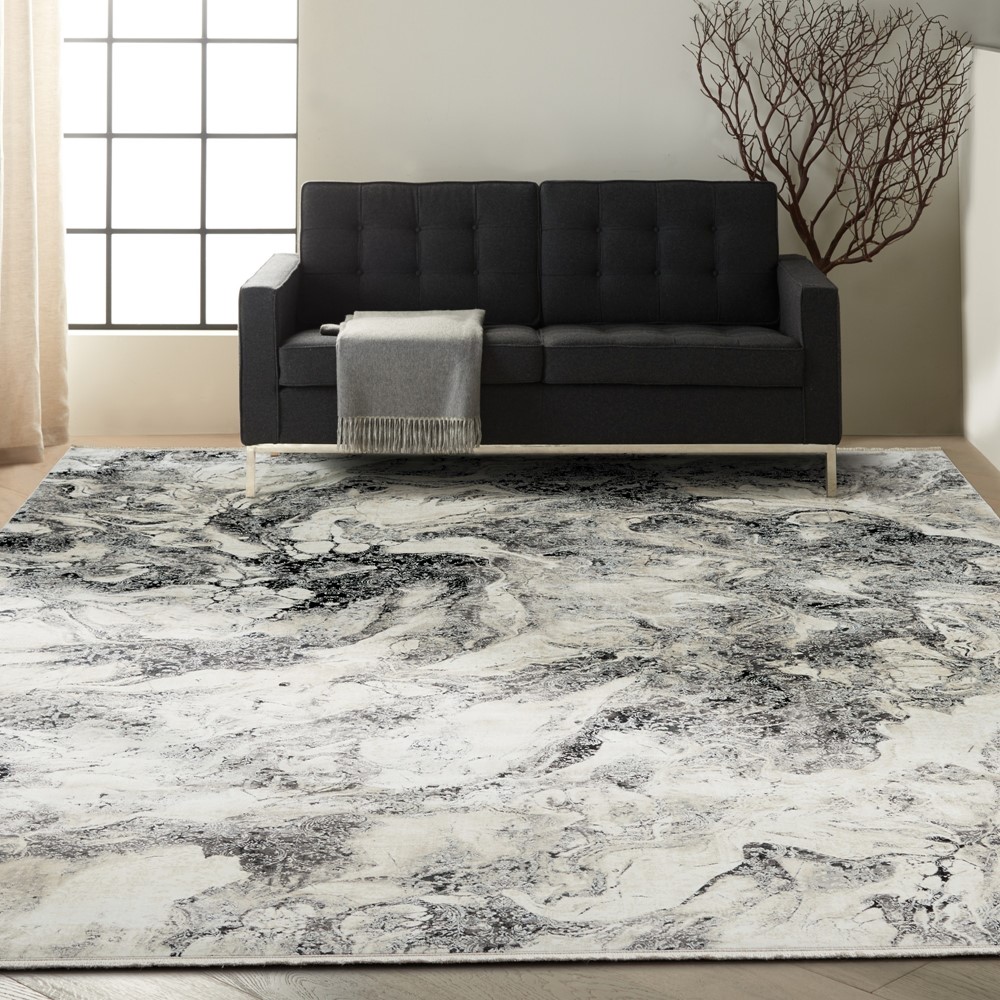 CK50 Calvin Klein Balian Marble Rugs CK56 in Silver Black